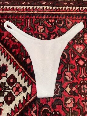 Monday Swimwear Ribbed Bikini Bottom White Large